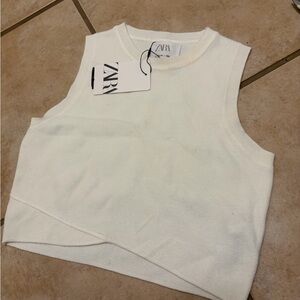 Zara girls crop white Cream Sleeveless Top